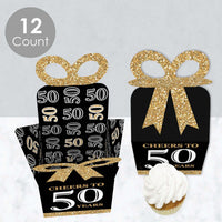 Adult 50th Birthday  Square Favor Gift Boxes - Birthday Party Bow Boxes - Set of 12
