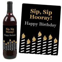 Adult 80th Birthday - Gold - Decorations for Women and Men - Wine Bottle Label Birthday Party Gift - Set of 4