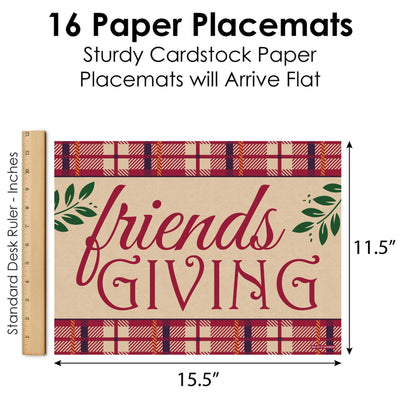 Friends Thanksgiving Feast - Party Table Decorations - Friendsgiving Party Placemats - Set of 16