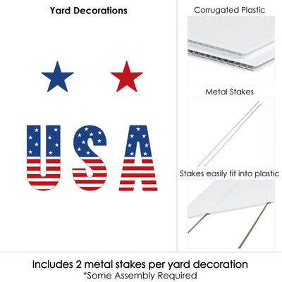 Stars & Stripes - Yard Sign Outdoor Lawn Decorations - Memorial Day, 4th of July and Labor Day USA Patriotic Party Yard Signs - USA