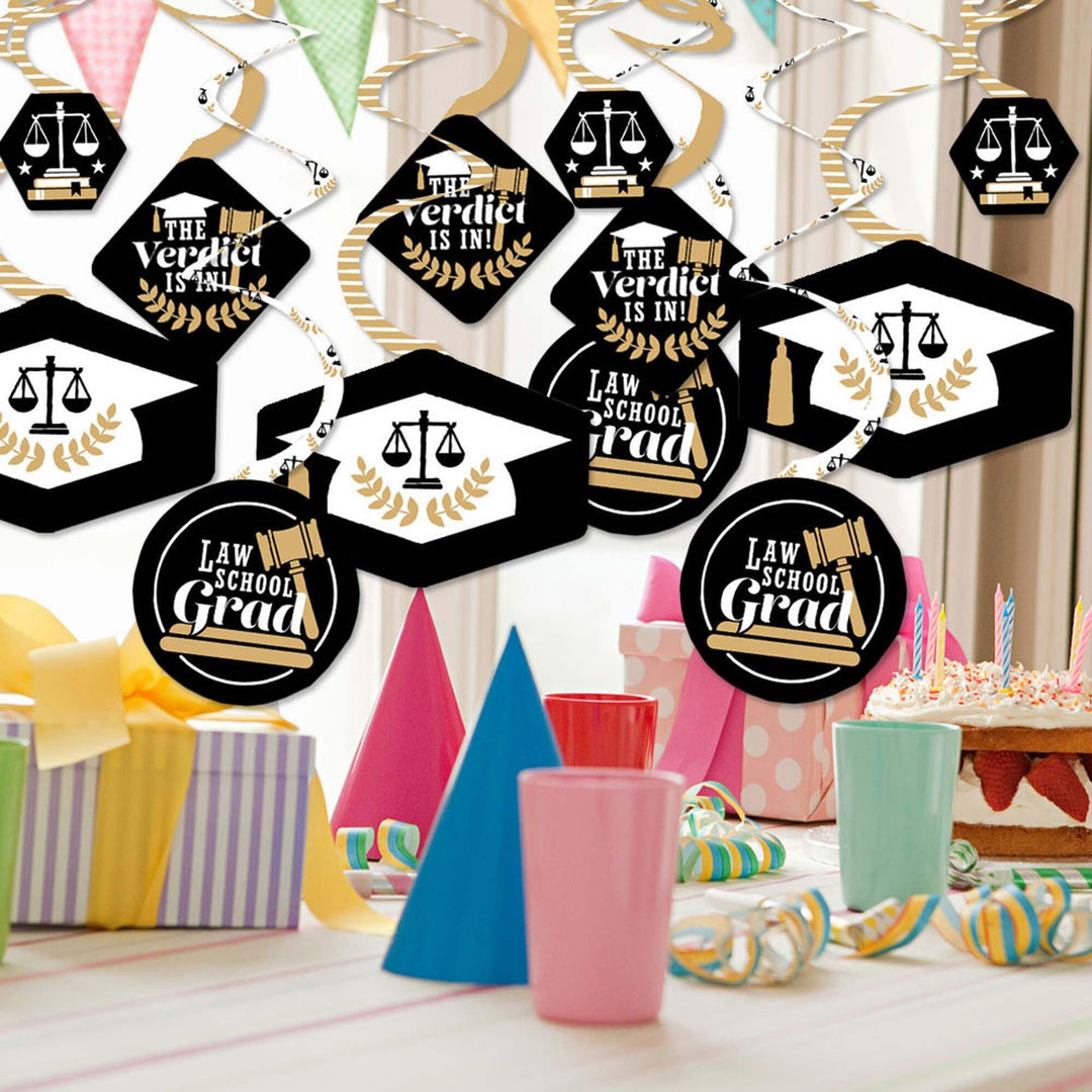 Law School Grad - Future Lawyer Graduation Party Hanging Decor - Party Decoration Swirls - Set of 40