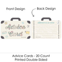 World Awaits - Suitcase Wish Card Travel Themed Graduation Party, Baby or Bridal Shower Activities - Shaped Advice Cards Game - Set of 20