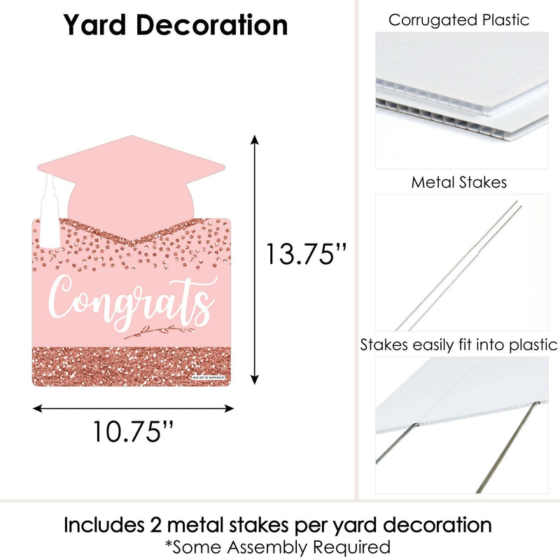 Rose Gold Grad - Outdoor Lawn Sign - Graduation Party Yard Sign - 1 Piece