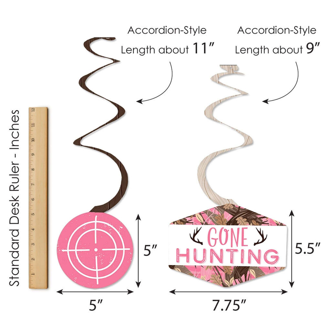 Pink Gone Hunting - Deer Hunting Girl Camo Baby Shower or Birthday Party Hanging Decor - Party Decoration Swirls - Set of 40