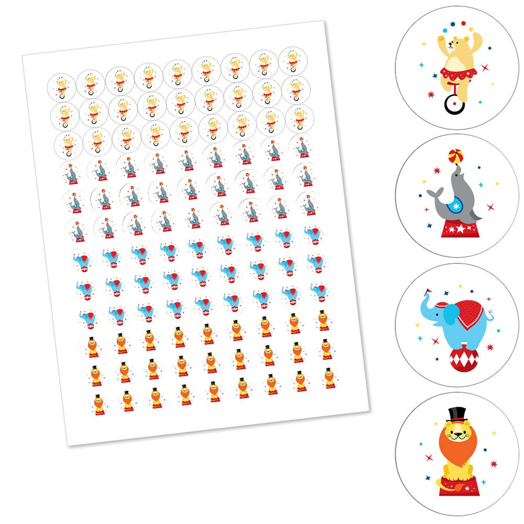 Carnival - Step Right Up Circus - Carnival Themed Round Candy Sticker Favors - Labels Fit Hershey's Kisses (1 sheet of 108)