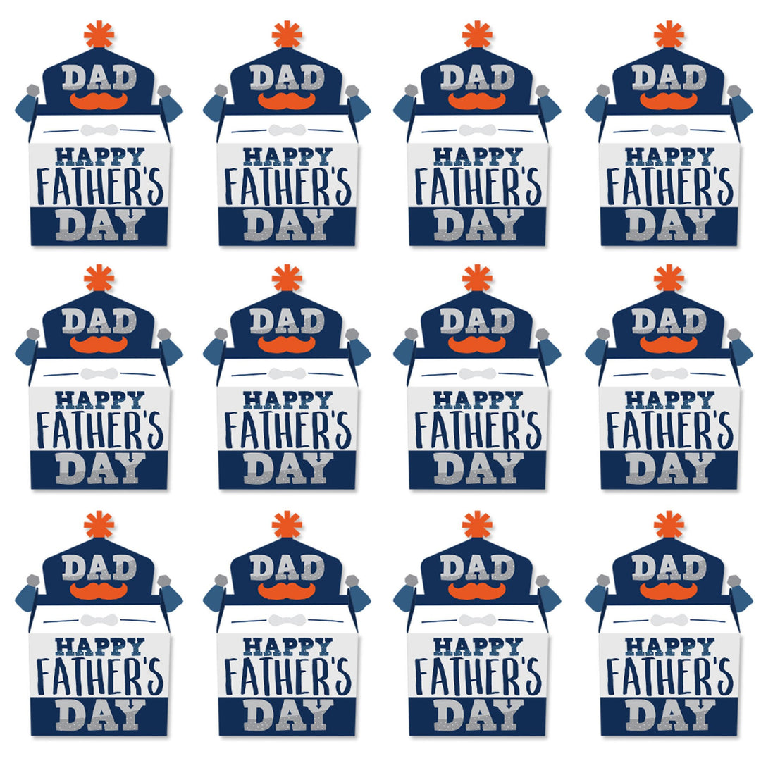 Happy Father's Day - Treat Box Party Favors - We Love Dad Party Goodie Gable Boxes - Set of 12