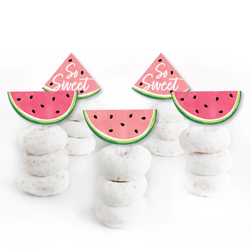 Sweet Watermelon - Dessert Cupcake Toppers - Fruit Party Clear Treat Picks - Set of 24
