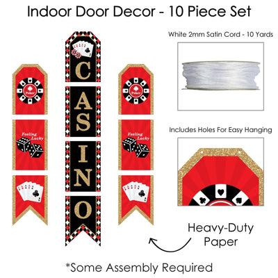 Las Vegas - Hanging Vertical Paper Door Banners - Casino Party Wall Decoration Kit - Indoor Door Decor