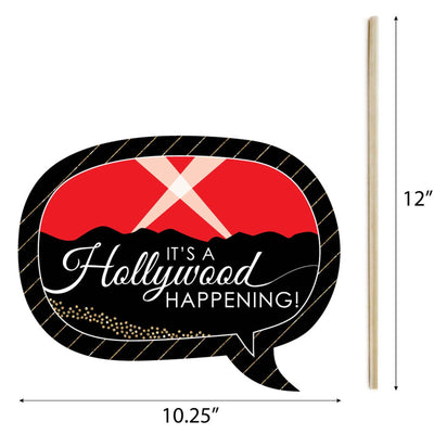 Red Carpet Hollywood - Personalized Movie Night Party Photo Booth Props Kit - 20 Count