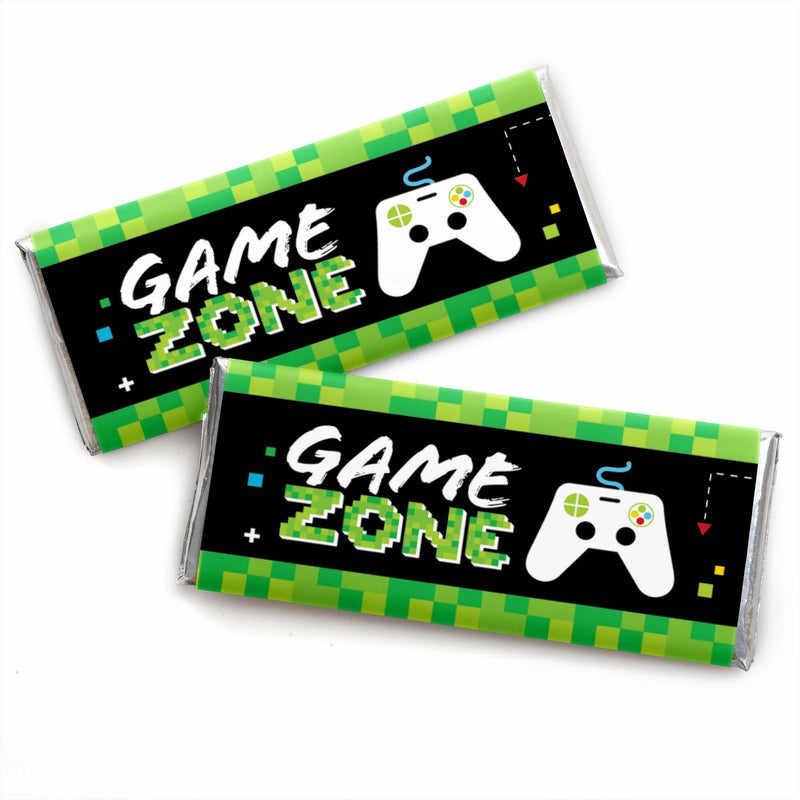 Game Zone - Candy Bar Wrapper Pixel Video Game Party or Birthday Party Favors - Set of 24