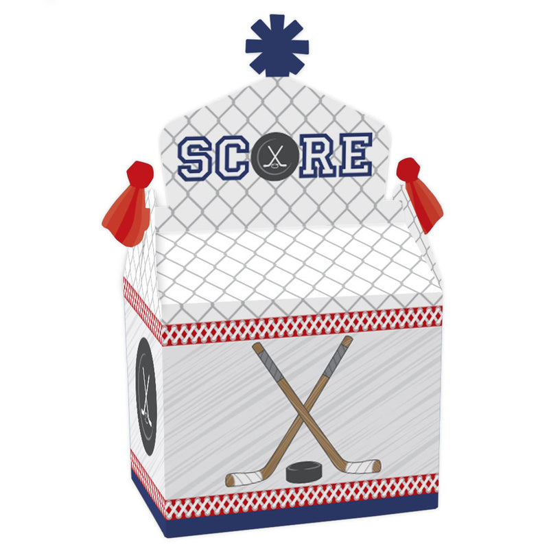 Shoots & Scores! - Hockey - Treat Box Party Favors - Baby Shower or Birthday Party Goodie Gable Boxes - Set of 12