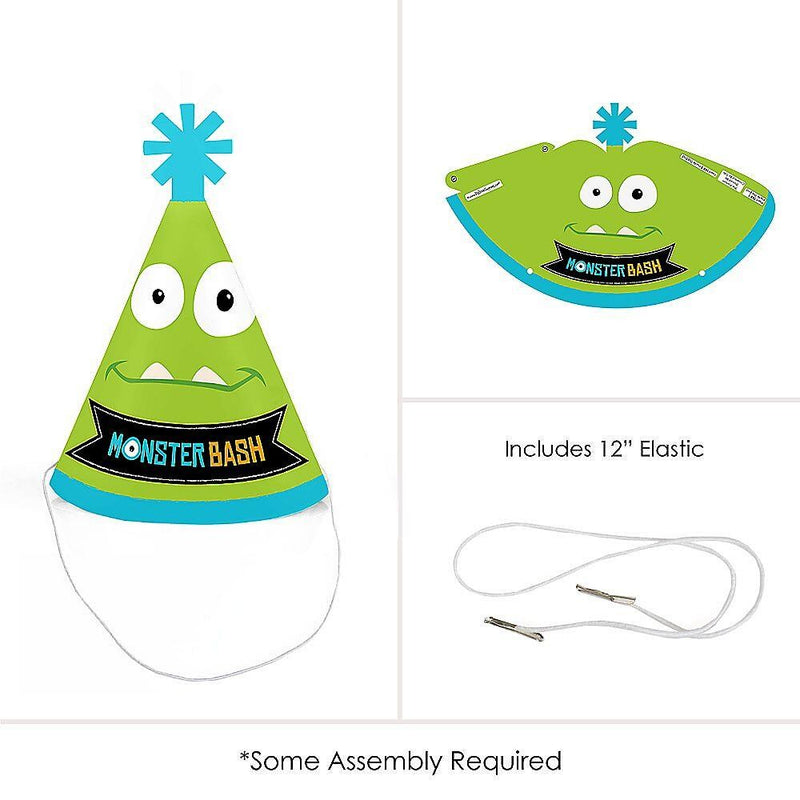 Monster Bash - Mini Cone Little Monster Birthday Party or Baby Shower Hats - Small Little Party Hats - Set of 8