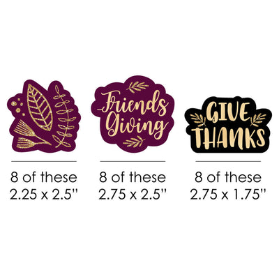 Elegant Thankful for Friends - DIY Shaped Friendsgiving Thanksgiving Party Cut-Outs - 24 ct