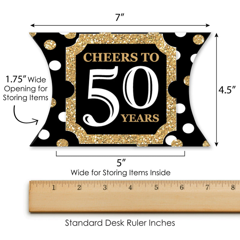 Adult 50th Birthday - Gold - Favor Gift Boxes - Birthday Party Large Pillow Boxes - Set of 12