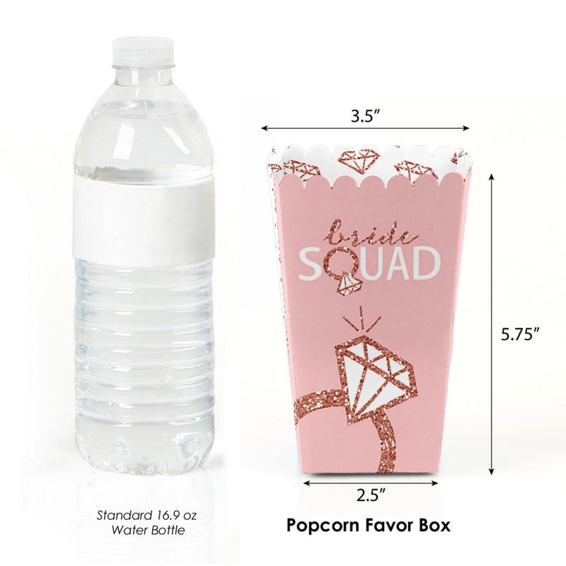 Bride Squad - Rose Gold Bridal Shower or Bachelorette Party Favor Popcorn Treat Boxes - Set of 12
