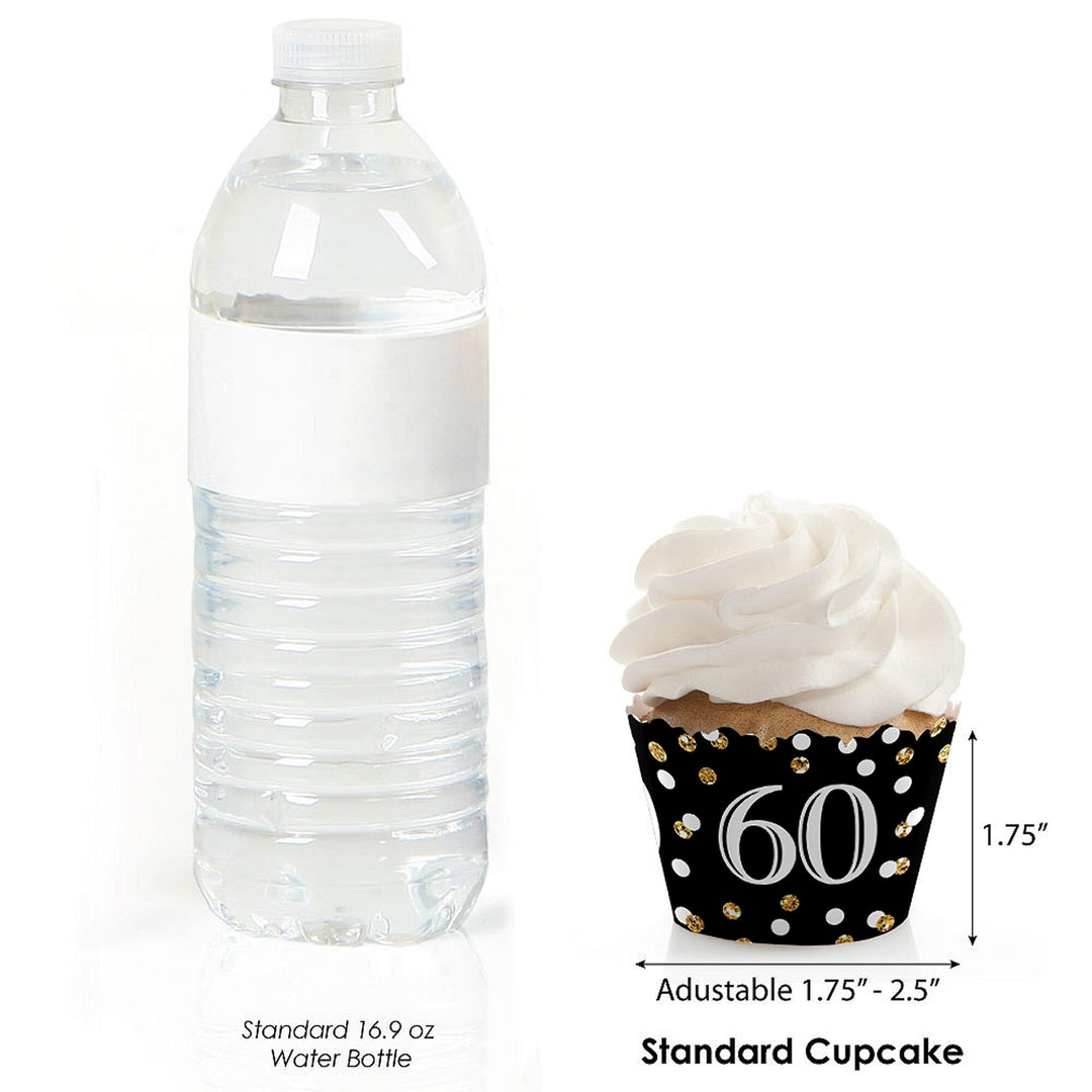 Adult 60th Birthday - Gold - Birthday Decorations - Party Cupcake Wrappers - Set of 12