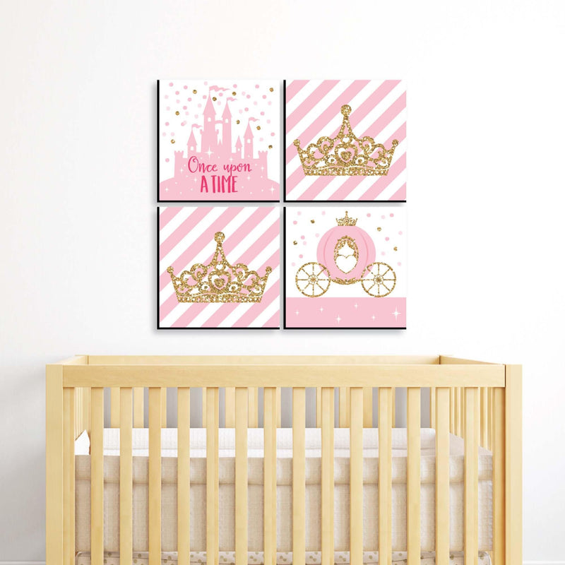 Little Princess Crown - Kids Room, Nursery Decor and Home Decor - 11 x 11 inches Nursery Wall Art - Set of 4 Prints for Baby&
