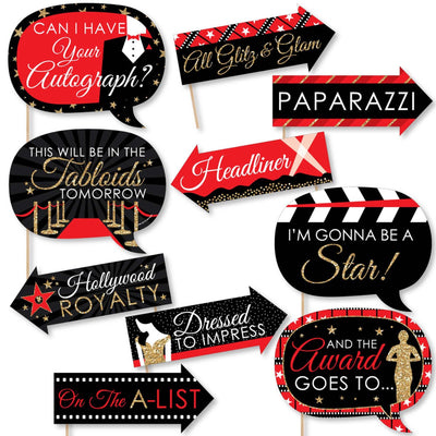 Funny Red Carpet Hollywood - 10 Piece Photo Booth Props Kit