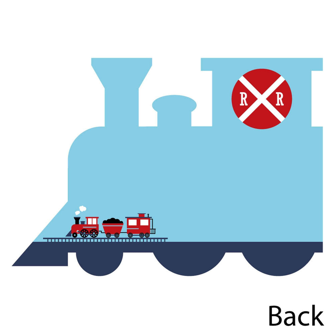 Railroad Party Crossing - Shaped Thank You Cards - Steam Train Birthday Party or Baby Shower Thank You Note Cards with Envelopes - Set of 12