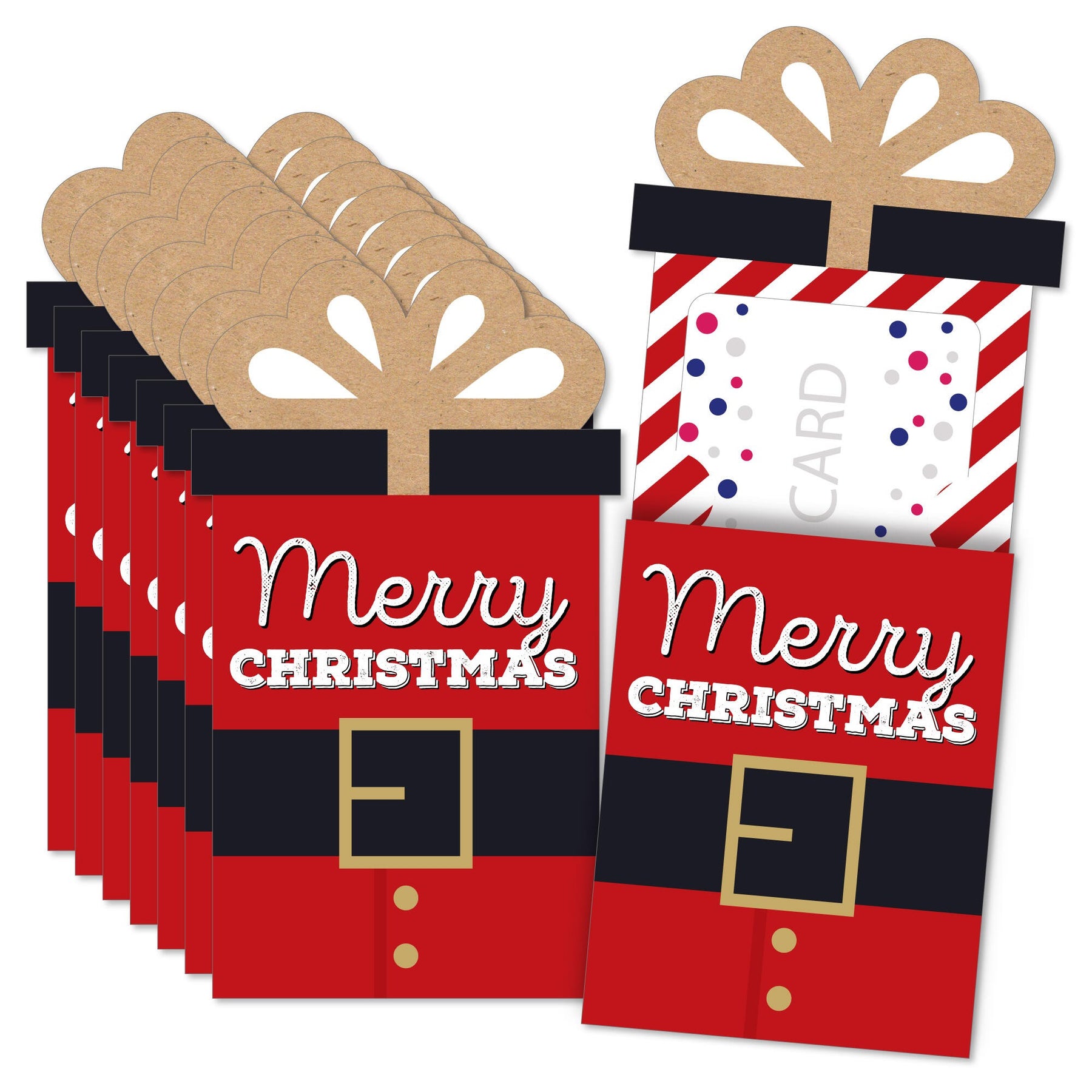 Big Dot of Happiness - Jolly Santa Claus - Christmas Party Money and Gift Card Sleeves - Nifty Gifty Card Holders - Set of 8