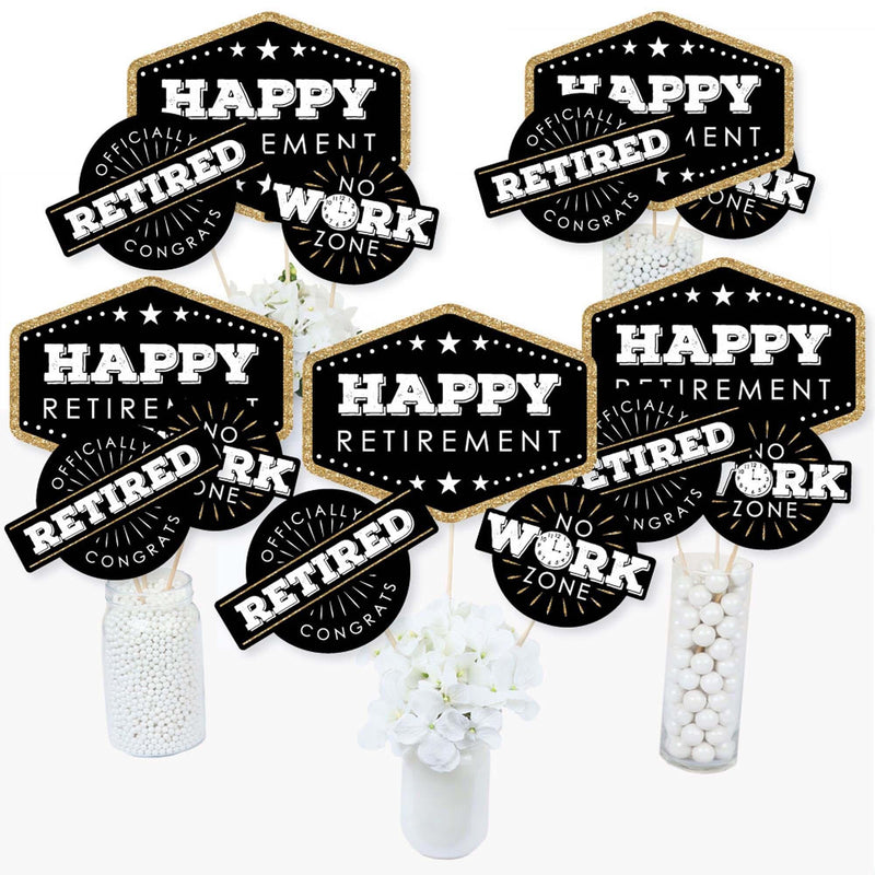 Happy Retirement - Retirement Party Centerpiece Sticks - Table Toppers - Set of 15
