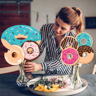 Donut Worry, Let's Party - Doughnut Party Centerpiece Sticks - Showstopper Table Toppers - 35 Pieces