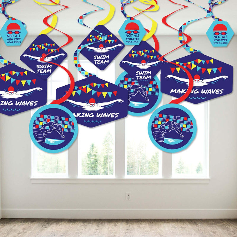 Making Waves - Swim Team - Swimming Party or Birthday Party Hanging Decor - Party Decoration Swirls - Set of 40