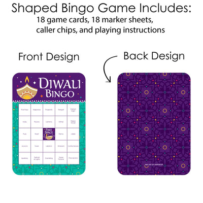 Happy Diwali - Bingo Cards and Markers - Festival of Lights Party Bingo Game - Set of 18