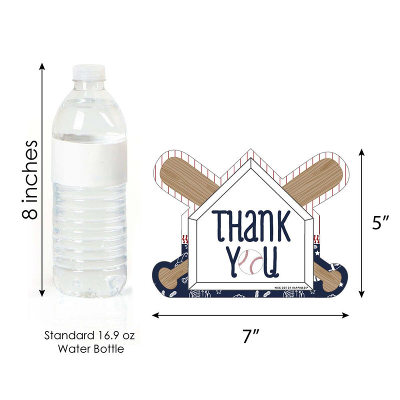 Batter Up - Baseball - Shaped Thank You Cards - Baby Shower or Birthday Party Thank You Note Cards with Envelopes - Set of 12