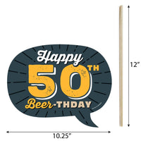 Funny Cheers and Beers to 50 Years - 50th Birthday Party Photo Booth Props Kit - 10 Piece