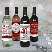 We Still Do - 40th Wedding Anniversary Decorations for Women and Men - Wine Bottle Label Stickers - Set of 4