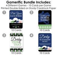 Kentucky Horse Derby - 4 Horse Race Party Games - 10 Cards Each - Gamerific