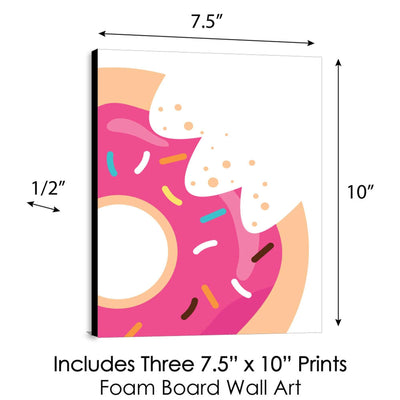 Donut Worry, Let's Party - Doughnut Kitchen Wall Art, Nursery Decor and Restaurant Decorations - 7.5 x 10 inches - Set of 3 Prints