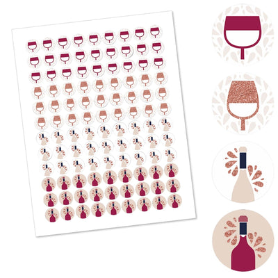 But First, Wine - Wine Tasting Party Round Candy Sticker Favors - Labels Fit Hershey's Kisses - 108 ct