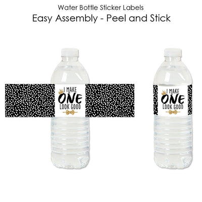 1st Birthday Little Mr. Onederful - Boy First Birthday Party Water Bottle Sticker Labels - Set of 20