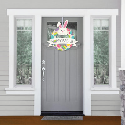 Hippity Hoppity - Outdoor Easter Bunny Party Decor - Front Door Wreath