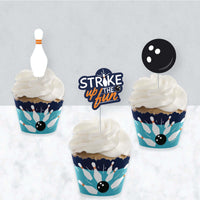 Strike Up the Fun - Bowling - Cupcake Decoration - Birthday Party or Baby Shower Cupcake Wrappers and Treat Picks Kit - Set of 24