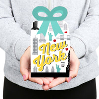 NYC Cityscape - Square Favor Gift Boxes - New York City Party Bow Boxes - Set of 12