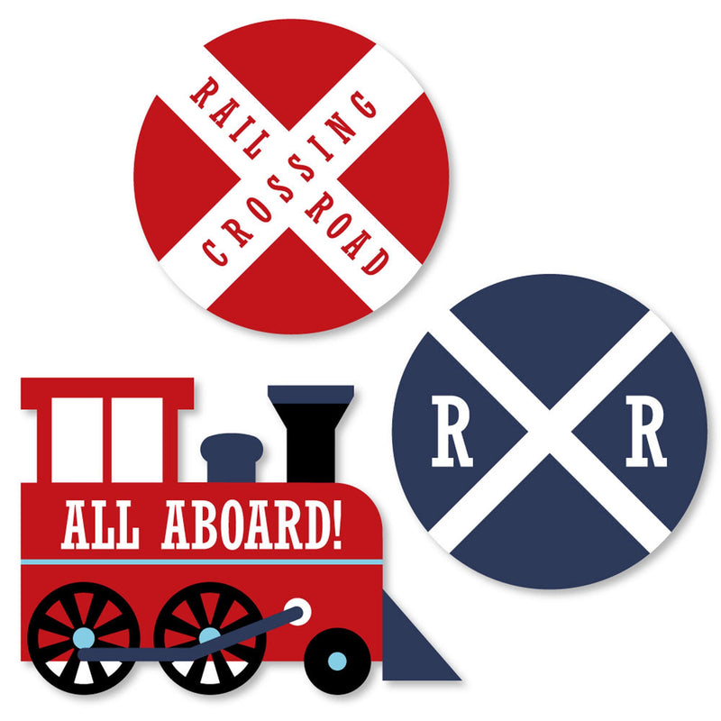 Railroad Party Crossing - DIY Shaped Steam Train Birthday Party or Baby Shower Cut-Outs - 24 ct