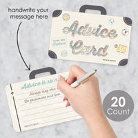 World Awaits - Suitcase Wish Card Travel Themed Graduation Party, Baby or Bridal Shower Activities - Shaped Advice Cards Game - Set of 20