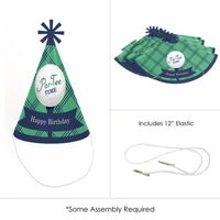 Par-Tee Time - Golf - Cone Happy Birthday Party Hats for Kids and Adults - Set of 8 (Standard Size)