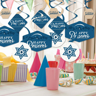 Happy Passover - Pesach Jewish Holiday Party Hanging Decor - Party Decoration Swirls - Set of 40
