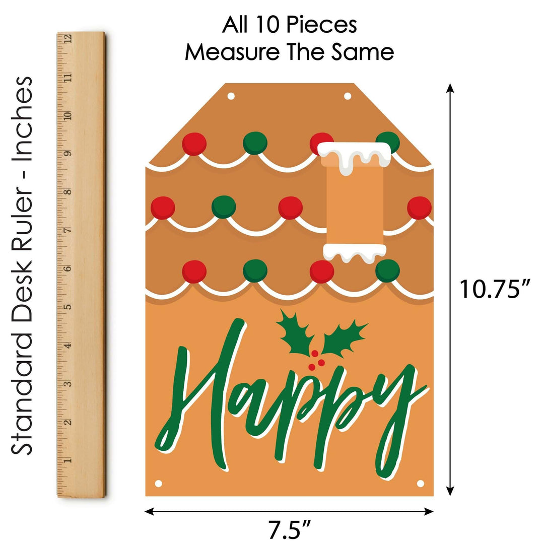 Gingerbread Christmas - Hanging Vertical Paper Door Banners - Gingerbread Man Holiday Party Wall Decoration Kit - Indoor Door Decor