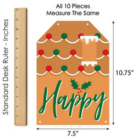 Gingerbread Christmas - Hanging Vertical Paper Door Banners - Gingerbread Man Holiday Party Wall Decoration Kit - Indoor Door Decor