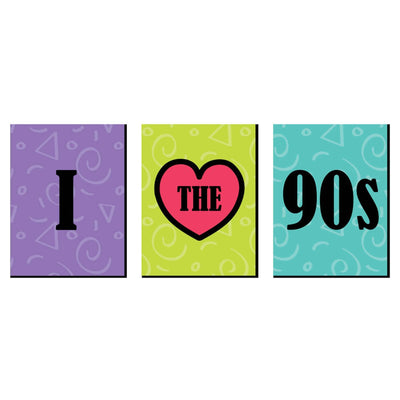 90's Throwback - 1990s Wall Art, Room Decor and 90's Themed Room Home Decorations - 7.5 x 10 inches - Set of 3 Prints