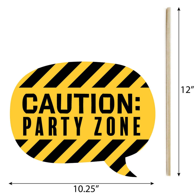 Funny Dig It - Construction Party Zone - Baby Shower or Birthday Party Photo Booth Props Kit - 10 Piece