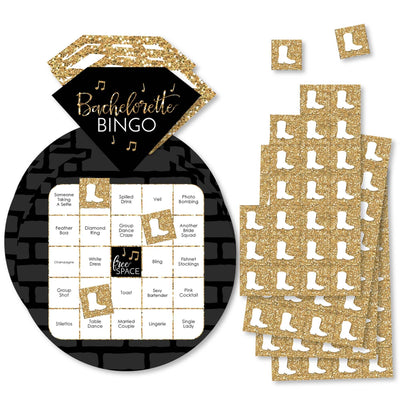 Nash Bash - Bar Bingo Cards and Markers - Nashville Bachelorette Party Shaped Bingo Game - Set of 18