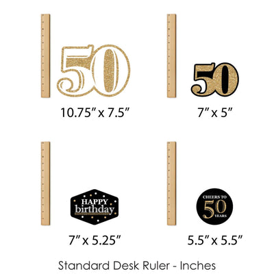 Adult 50th Birthday - Gold - Birthday Party Centerpiece Sticks - Showstopper Table Toppers - 35 Pieces