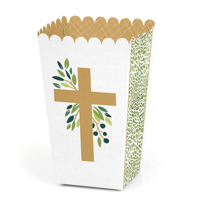 Elegant Cross - Religious Party Favor Popcorn Treat Boxes - Set of 12