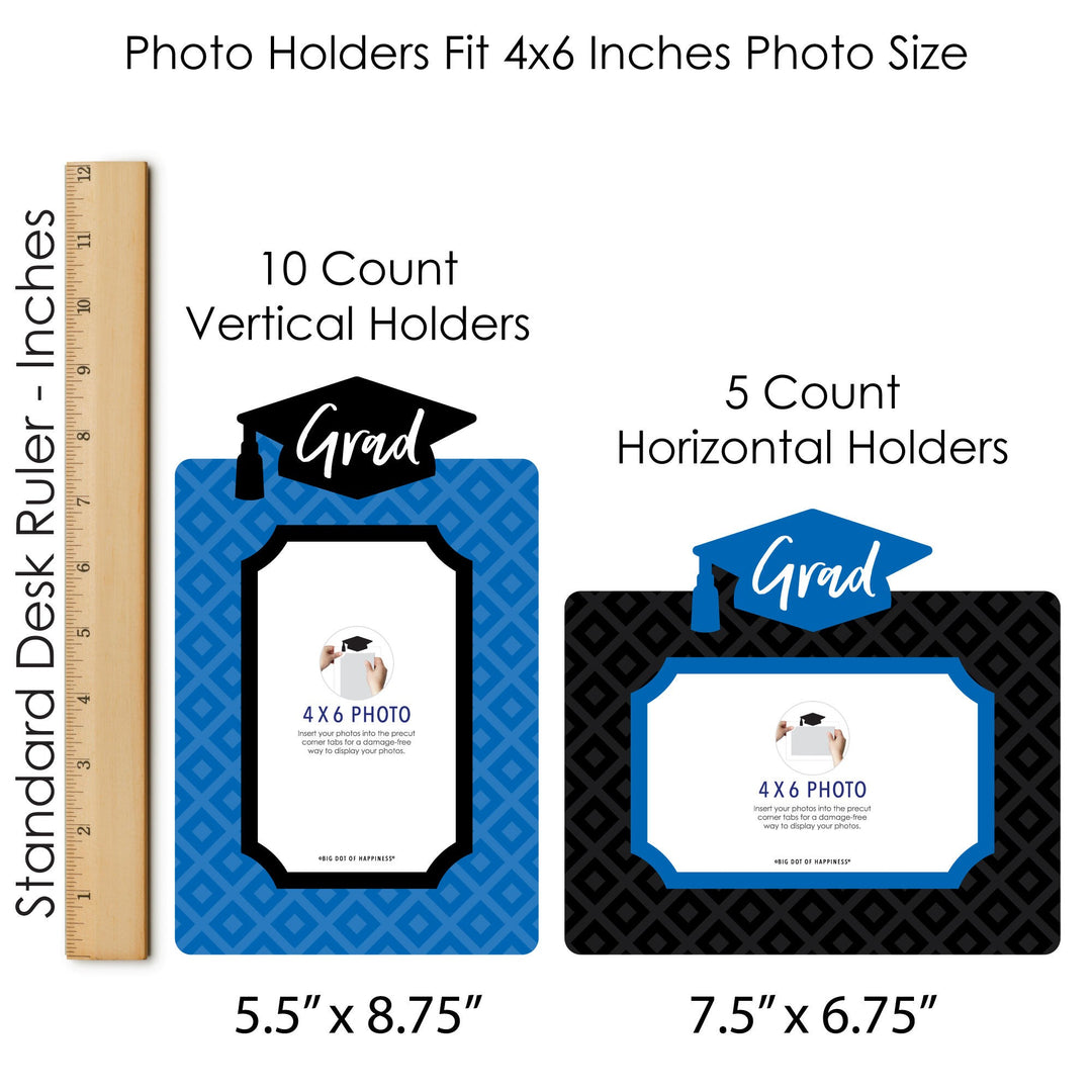 Blue Grad - Best is Yet to Come - Graduation Party Picture Centerpiece Sticks - Photo Table Toppers - 15 Pieces